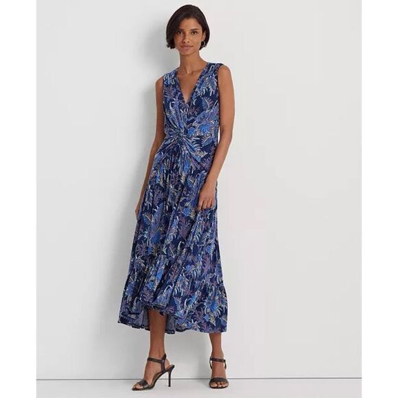 Lauren Ralph Lauren Dresses & Skirts - Lauren Ralph Lauren Floral Twist-Front Jersey Sleeveless Dress